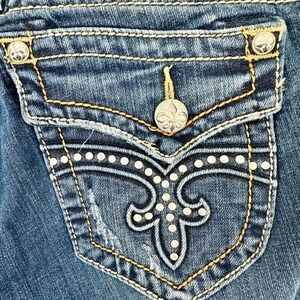 Rock Revival Womens Jen Bootcut Jeans 30x34 Rhinestone Embellished